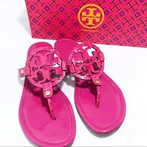 Tory burch miller sandals patent leather